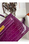 Hermes Kelly Mini II Sellier Handmade Bag In Purple Shiny Alligator Leather Replica
