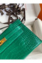 Hermes Kelly Pochette Handmade Bag In Vert Emerald Shiny Alligator Leather Replica