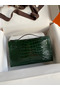 Hermes Kelly Pochette Handmade Bag In Vert Fonce Shiny Alligator Leather Replica