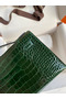 Hermes Kelly Pochette Handmade Bag In Vert Fonce Shiny Alligator Leather Replica