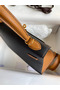 Hermes Kelly Sellier 25 Bicolor Bag in Black and Gold Epsom Calfskin Replica
