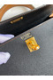 Hermes Kelly Sellier 25 Bicolor Bag in Black and Gold Epsom Calfskin Replica