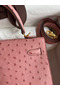 Hermes Kelly Sellier 25 Handmade Bag In Terre Cuite Ostrich Leather Replica