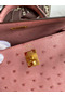 Hermes Kelly Sellier 25 Handmade Bag In Terre Cuite Ostrich Leather Replica