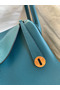 Hermes Lindy 30 Handmade Bag In Vert Bosphore Clemence Leather Replica