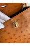 Hermes Mini Lindy Handmade Bag In Gold Ostrich Leather Replica