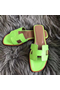 Hermes Oran Sandals In Apple Green Lizard Leather Replica