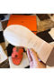 Hermes Oran Slide Sandals In Orange Clemence Leather Replica