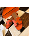 Hermes Oran Slide Sandals In Orange Clemence Leather Replica