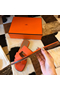 Hermes Oran Slide Sandals In Orange Clemence Leather Replica