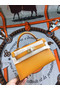 Hermes original mini Kelly chevre mysore K19CM Mango yellow&Gold Metal Replica