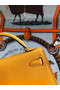 Hermes original mini Kelly chevre mysore K19CM Mango yellow&Gold Metal Replica