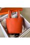 Hermes Picotin Lock PM Taurillon Epsom Leather Orange 9809 Silver Replica