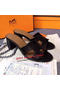 Hermes Sandals Togo Leather HO0471 Black Replica