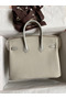 Hermes Touch Birkin 25 Bag in Pearl Grey Togo and Matte Alligator Leather Replica