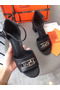 Hermes Viaggio 60MM Sandals In Black Leather Replica