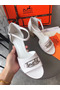 Hermes Viaggio 60MM Sandals In White Leather Replica
