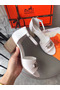 Hermes Viaggio 60MM Sandals In White Leather Replica