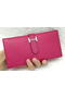Hermes Bearn Japonaise Bi-Fold Wallet Litchi Leather A208 Rose Replica