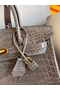 Hermes Birkin 30 Handmade Bag In Taupe Crocodile Niloticus Shiny Replica