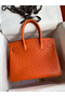 Hermes Birkin 30 Retourne Handmade Bag In Orange Ostrich Leather Replica