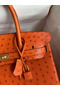 Hermes Birkin 30 Retourne Handmade Bag In Orange Ostrich Leather Replica