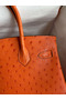 Hermes Birkin 30 Retourne Handmade Bag In Orange Ostrich Leather Replica