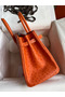 Hermes Birkin 30 Retourne Handmade Bag In Orange Ostrich Leather Replica
