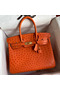 Hermes Birkin 30 Retourne Handmade Bag In Orange Ostrich Leather Replica