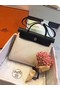 Hermes Herbag 31CM Original Canvas Leather & Calfskin 45987 Offwhite&Black Replica