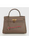 Hermes Kelly 32cm Shoulder Bag Dark Grey Original Leather K32 Gold Replica