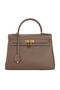 Hermes Kelly 32cm Shoulder Bag Dark Grey Original Leather K32 Gold Replica
