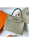 Hermes Kelly Retourne 25 Handmade Bag In Sauge Clemence Leather Replica