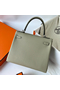 Hermes Kelly Retourne 25 Handmade Bag In Sauge Clemence Leather Replica