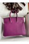 Hermes Birkin 25 Retourne Handmade Bag In Anemone Swift Calfskin Replica
