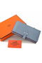 Hermes Bearn Japonaise Bi-Fold Wallet Grainy Leather A208 SkyBlue Replica