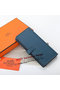 Hermes Bearn Japonaise Bi-Fold Wallet Original Leather A208 Dark Blue Replica