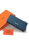 Hermes Bearn Japonaise Bi-Fold Wallet Original Leather A208 Dark Blue Replica