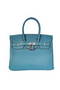 Hermes Birkin 25CM Tote Bags Togo Leather Blue Silver Replica