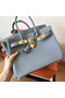 Hermes Birkin 30 Handmade Bag In Blue Lin Clemence Leather Replica