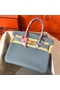 Hermes Birkin 30 Handmade Bag In Blue Lin Clemence Leather Replica
