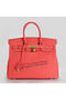 Hermes Birkin 35CM Tote Bag Light Red Original Leather H35 Gold Replica