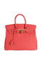 Hermes Birkin 35CM Tote Bag Light Red Original Leather H35 Gold Replica