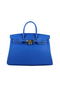 Hermes Birkin 35CM Tote Bags Blue Grainy Leather H-35 Gold Replica