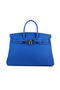 Hermes Birkin 35CM Tote Bags Blue Grainy Leather H-35 Silver Replica