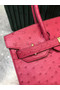 Hermes Birkin Bag Original Leather Ostrich skin HBK2530 rose Replica