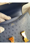 Hermes Constance 18 Handmade Bag In Blue Iris Ostrich Leather Replica