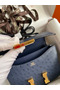 Hermes Constance 18 Handmade Bag In Blue Iris Ostrich Leather Replica