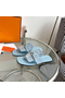 Hermes Galerie Sandals In Vert D'eau Suede Leather Replica