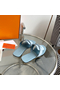 Hermes Galerie Sandals In Vert D'eau Suede Leather Replica